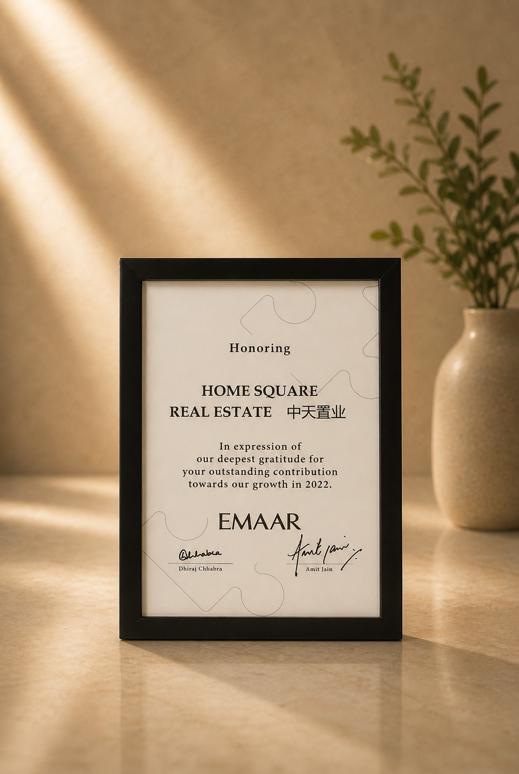 EMAAR Certificate of Honor 2022